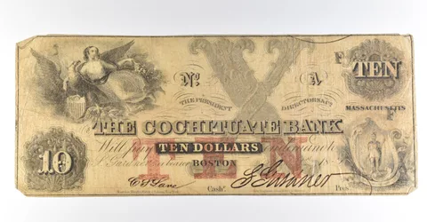 1851 $10 Boston MA Cochituate Bank Obsolete Note *8421
