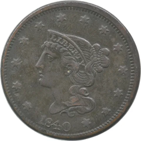 1840 Liberty Head Braided Hair Large Cent *9446