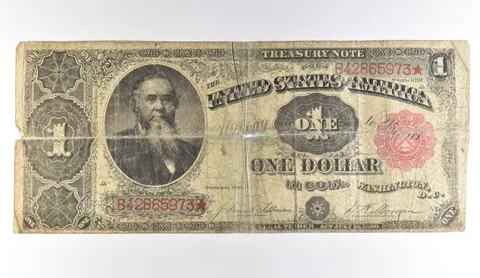 1891 $1 US Treasury Note Star Note Red Seal *1665
