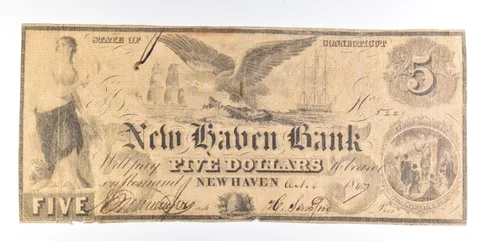 1847 $5 New Haven CT Obsolete Note *0252