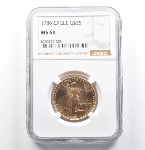 1986 $25 American Gold Eagle 1/2 Oz Gold MS69 NGC