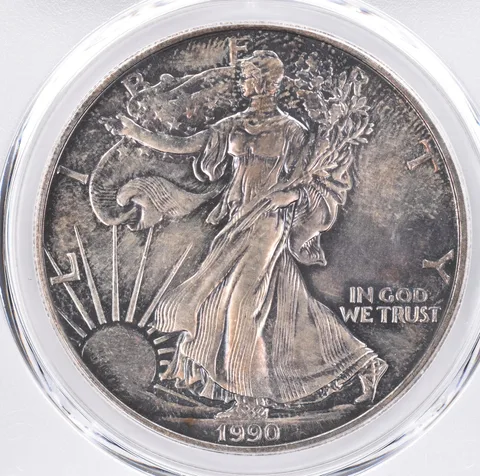 1990 American Silver Eagle MS67 PCGS Beautiful Tone *1370