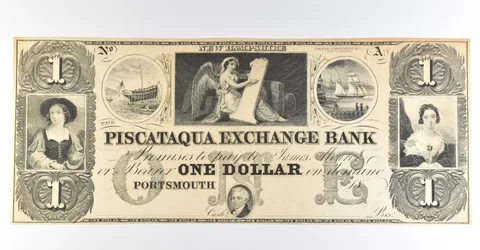 1800s $1 Portsmouth NH Piscataqua Exchange Bank Obsolete Note *8466