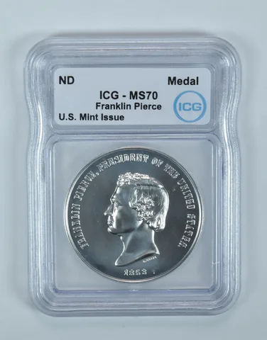 (ND) Silver Presidential Medal Franklin Pierce US Mint 1 Oz Silver MS70 ICG