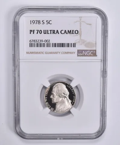 1978-S Jefferson Nickel PF70 UCAM NGC Brown Lbl
