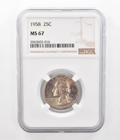1958 Washington Quarter MS67 NGC Beautiful Tone *2369