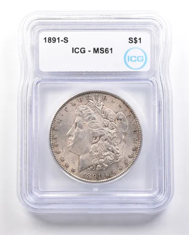 1891-S Morgan Silver Dollar MS61 ICG a3400