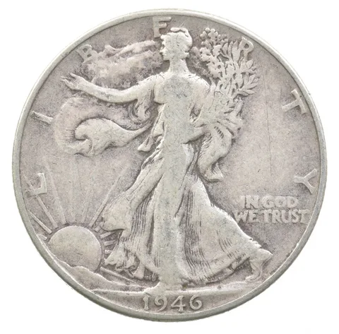 1946 Walking Liberty Half Dollar DDR Double Die Reverse a3207