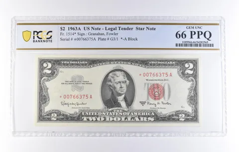 1963 A $2 Legal Tender Star Note Fr#1514* Gem Unc 66 PPQ PCGS *8222