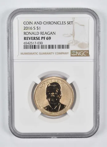 2016-S Presidential $1 Ronald Reagan Coin & Chronicles Reverse PF69 NGC