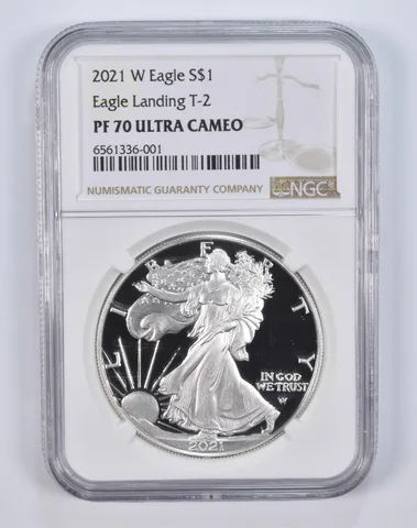 2021-W American Silver Eagle Proof Landing T2 PF70 UC NGC Brown Label