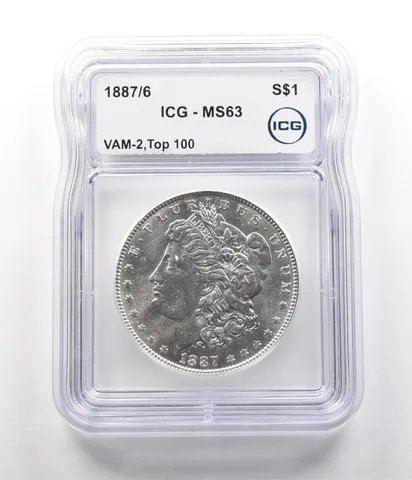 1887/6 Morgan Silver Dollar VAM-2 Top 100 MS63 ICG a6833
