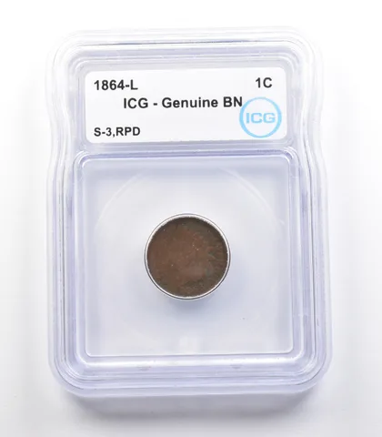 1864 L Indian Head Cent Mint Error S-3 RPD Genuine BN ICG *2323