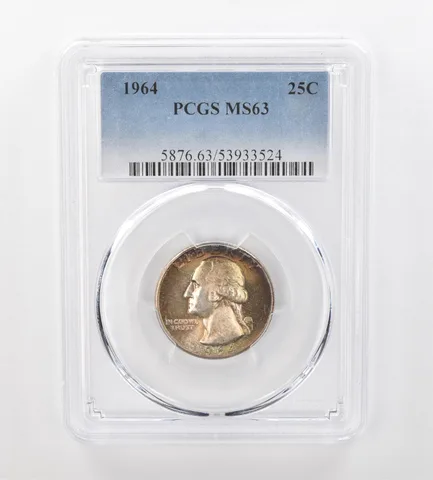 1964 Washington Quarter MS63 PCGS Beautiful Tone *0942