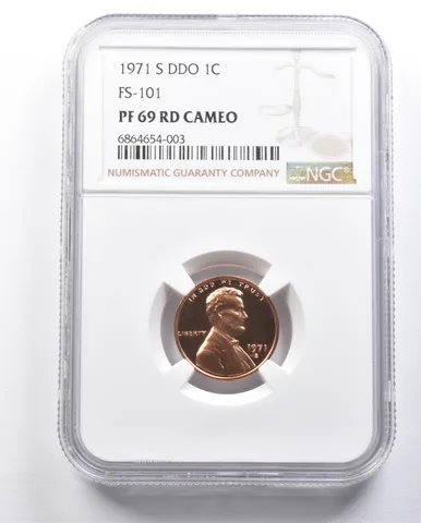 1971-S DDO Lincoln Memorial Cent FS-101 PF69 RD CAM NGC a6384