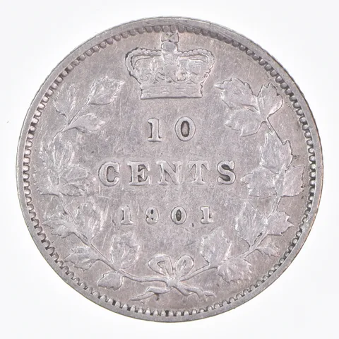 Better Date - 1901 Canada 10 Cents World Coin- Silver *114
