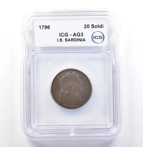 1796 Italian States Sardinia 20 Soldi AG3 ICG *9840