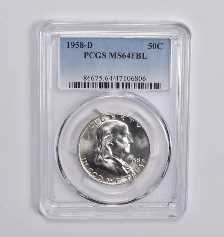 1958-D Franklin Half Dollar MS64 FBL PCGS Blue Label