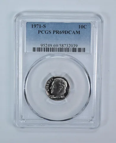 1971-S Roosevelt Dime PR69 DCAM PCGS Blue Label