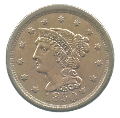 1850 Braided Hair Large Cent *0822