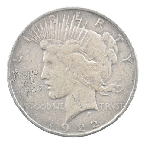 1922 Peace Silver Dollar June 5 Engraved *6695