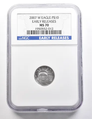 2007-W $10 American Platinum Eagle Early Releases 1/10 Oz 0.1 Oz MS70 NGC *3728