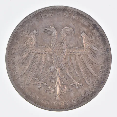 Better Date 1848 Free Imperial City Frankfurt 2 Gulden World Coin- Silver *511