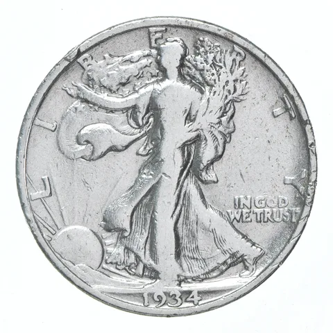 XF/AU 1934-S Walking Liberty Half Dollar Polished 90% Silver