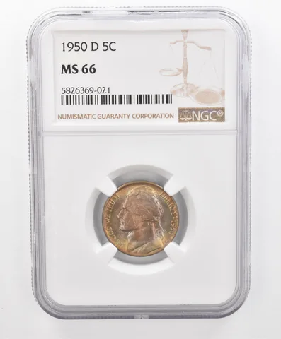 1950-D Jefferson Nickel MS66 NGC Beautiful Tone *2698