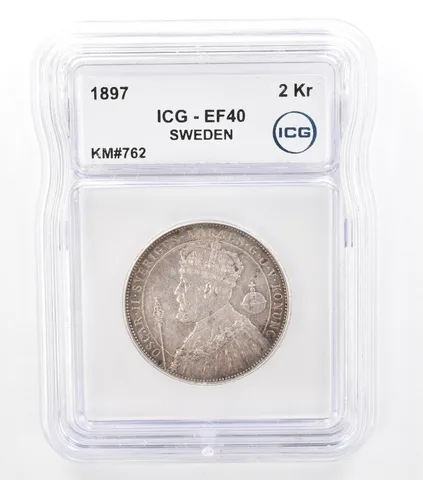 1897 Sweden 2 Kroner KM#762 EF40 ICG Beautiful Tone *5731