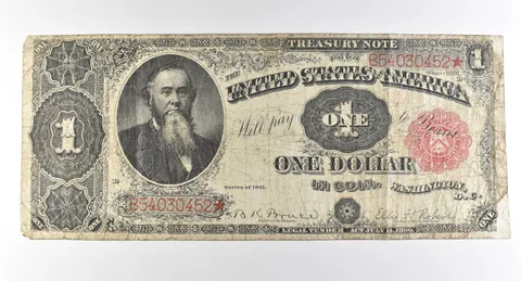 1891 $1 Treasury Note Star Note Large Note Red Seal *3038