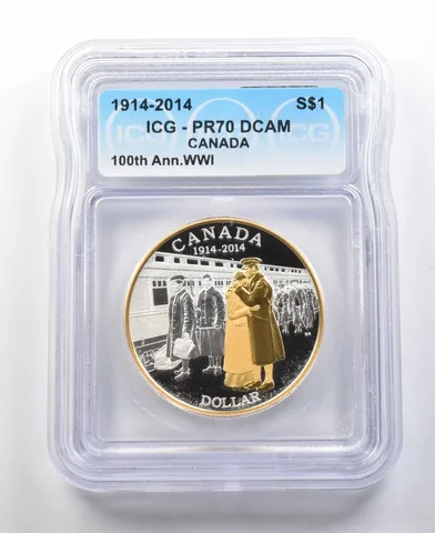 2014 Canada Silver Dollar Gilt WWI Anniversary PR70 DCAM ICG a0294