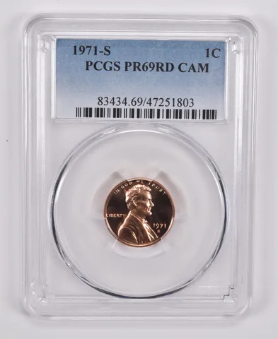 1971-S Lincoln Memorial Cent PR69 RD CAM PCGS Blue Label