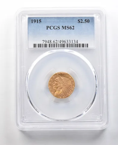1915 $2.50 Indian Head Gold Quarter Eagle MS62 PCGS *0351