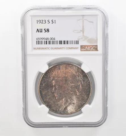 1923-S Peace Silver Dollar AU58 NGC Beautiful Tone *1730
