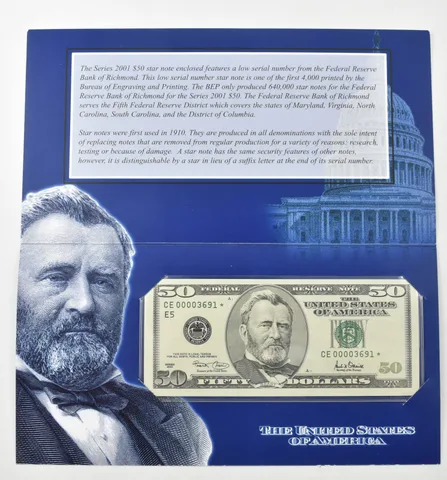 2001 $50 FRN Star Note Green Seal Bureau Of Engraving *7953