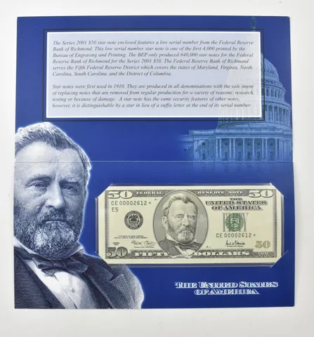 2001 $50 FRN Star Note Green Seal Bureau Of Engraving a7958