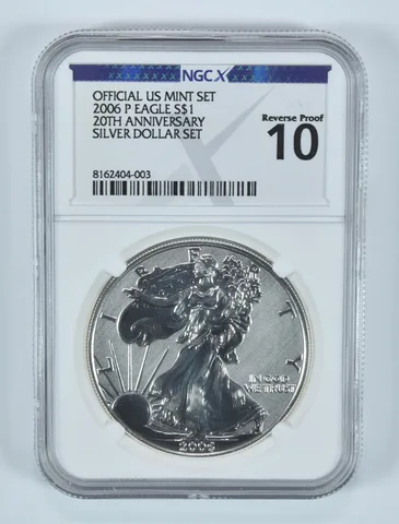 2006-P American Silver Eagle Silver Dollar Set Reverse Proof 10 NGC X NGCX
