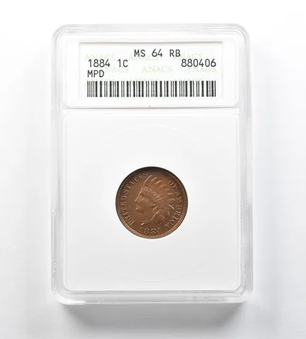 1884 Indian Head Cent MPD MS64 RB ANACS PL Snow-4 a3429