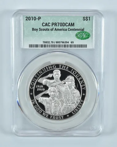 2010-P Boy Scouts Commemorative Silver Dollar PR70 DCAM CAC CACg