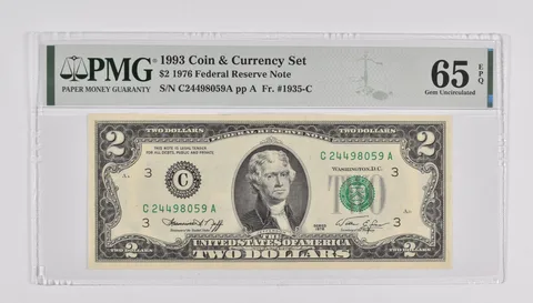 $2 1976 FRN 1993 Coin and Currency Set FR#1935-C PMG 65 EPQ