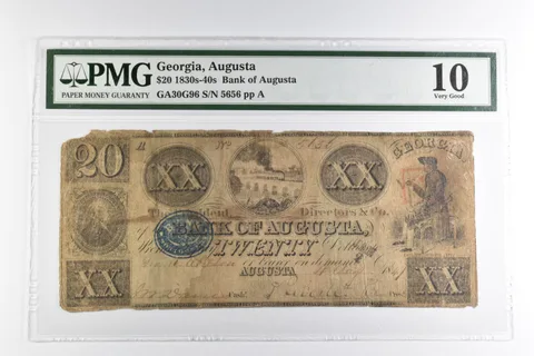 PMG VG 10 $20 1830-40s Augusta, GA Bank Of Augusta Note *8212