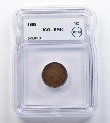 1889 Indian Head Cent S-3 RPD EF40 ICG *2052