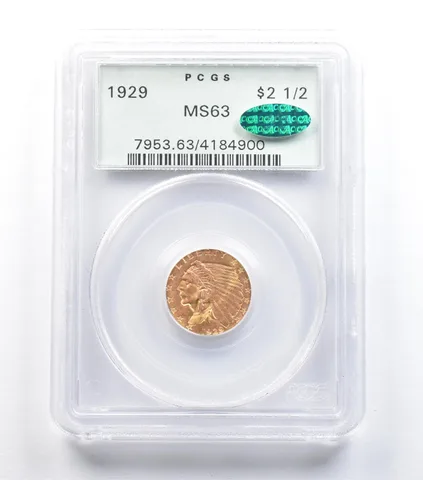 1929 $2.50 Indian Head Gold Quarter Eagle MS63 PCGS OGH CAC *0884