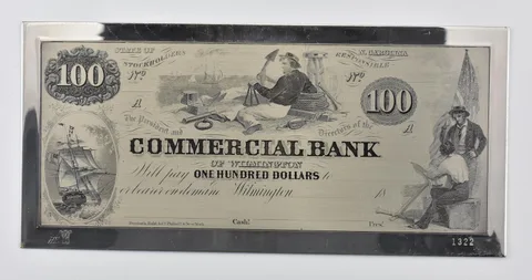 $100 Commercial Bank Wilmington NC Large Note 150.5g Sterling Silver Bar a6565
