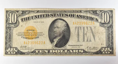 1928 $10 Gold Certificate Yellow Seal *8252