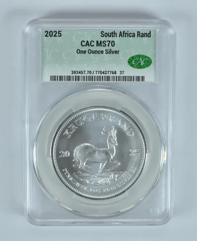 2025 South Africa Silver Krugerrand 1 Oz MS70 CAC CACg