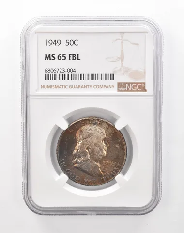 1949 Franklin Half Dollar MS65 FBL NGC Beautiful Tone *1123