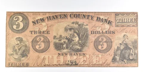 1860 $3 New Haven CT County Bank Obsolete Note *0233