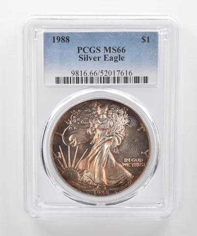 1988 American Silver Eagle MS66 PCGS Beautiful Tone *1989